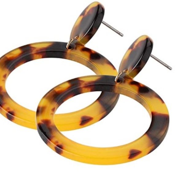2 PR Leopard Tortoise Shell Statement Earrings - Picture 5 of 6